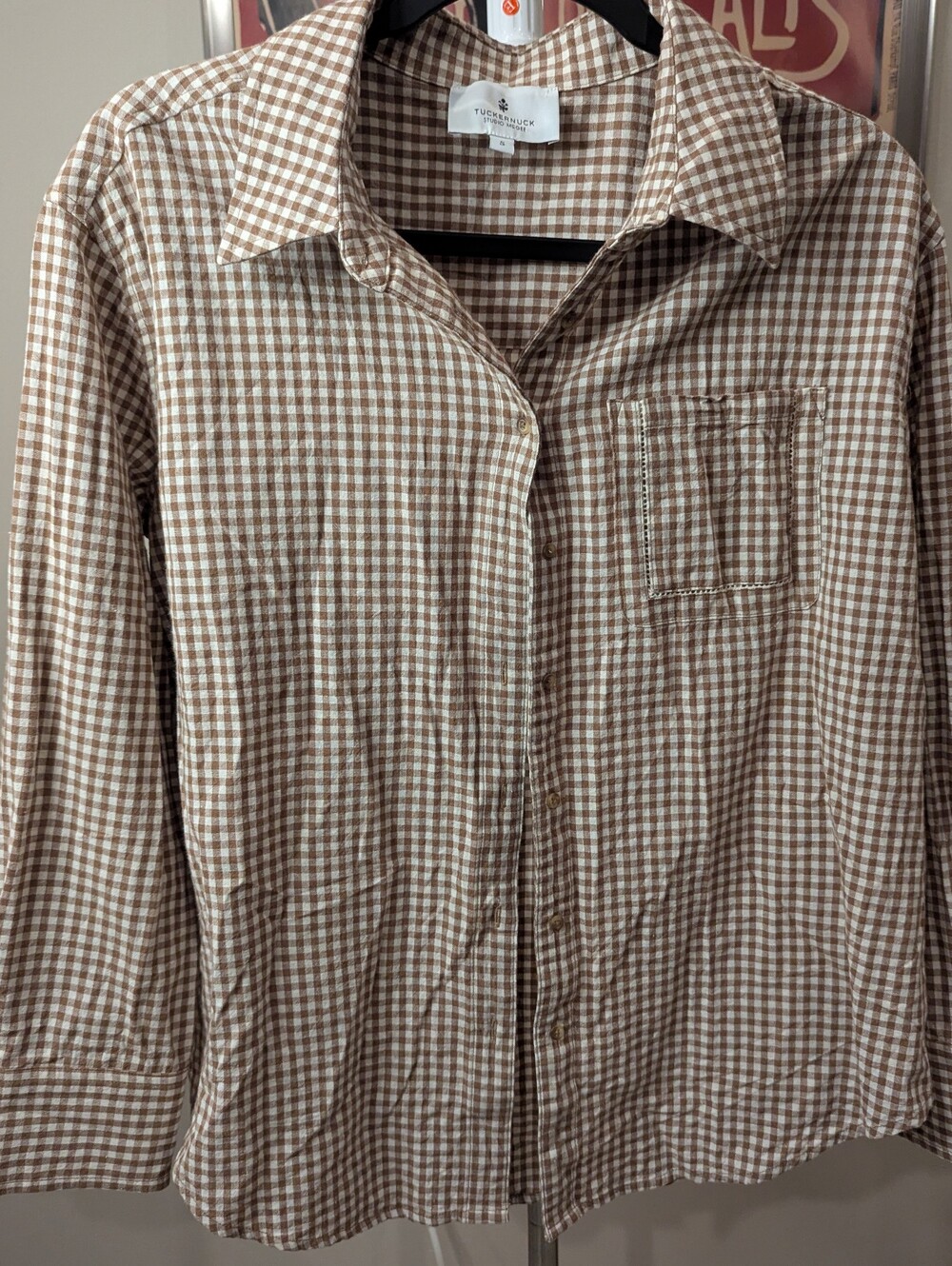$60 Tuckernuck x Studio McGee Size S NWOT - Mocha Gingham Hunter Shirt
